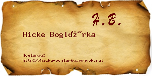 Hicke Boglárka névjegykártya